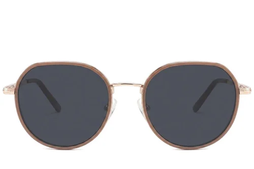 Lunettes de soleil ovales en métal marron #BS2012-2759