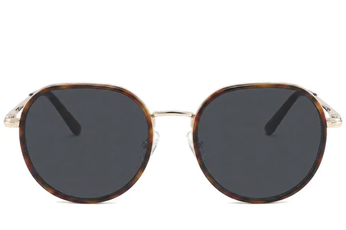 Lunettes de soleil ovales en métal écaille de tortue #BS2012-2760
