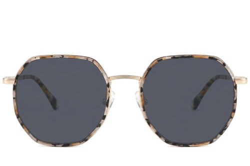 Lunettes de soleil géométriques en métal écaille de tortue #BS2012-2762