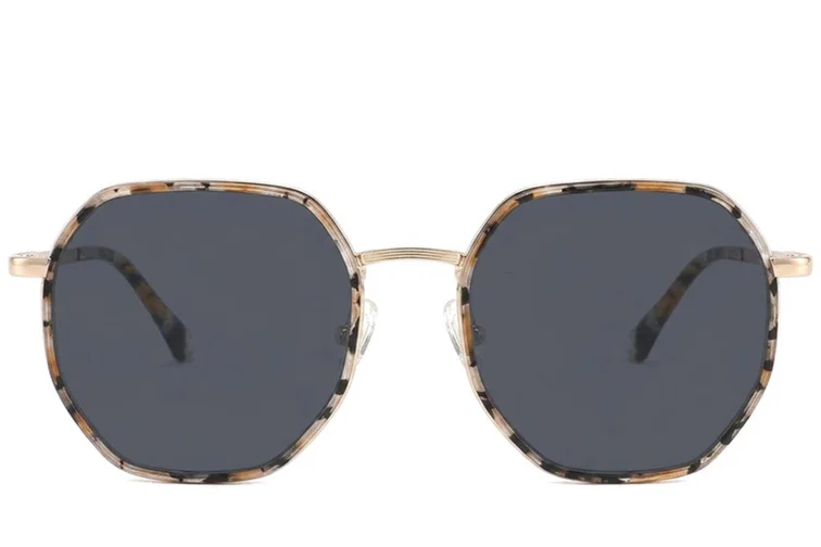 Geometric Tortoiseshell Metal Sunglasses #BS2012-2762