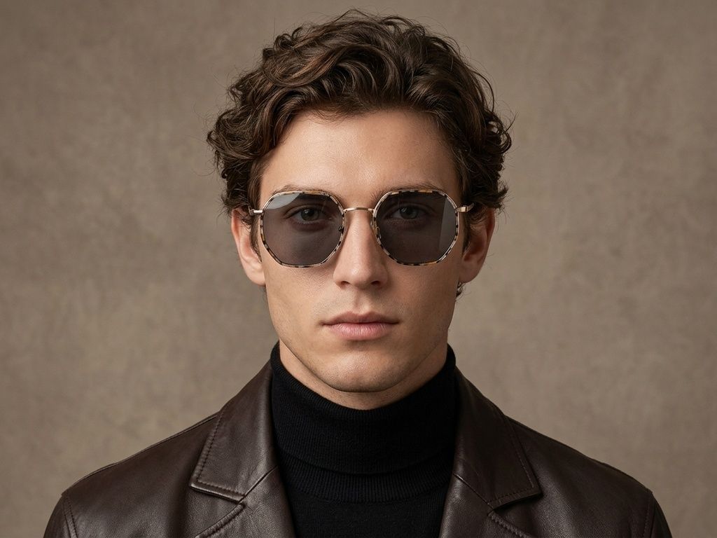 Geometric Tortoiseshell Metal Sunglasses #BS2012-2762