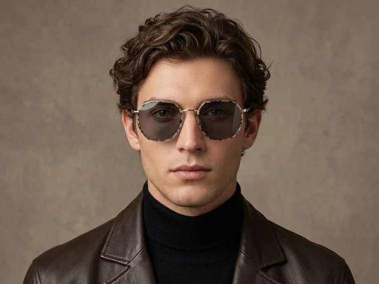 Geometric Tortoiseshell Metal Sunglasses #BS2012-2762