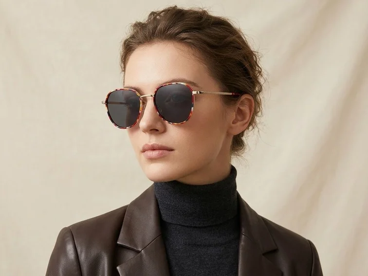 Oval Tortoiseshell Metal Sunglasses #BS2012-2763