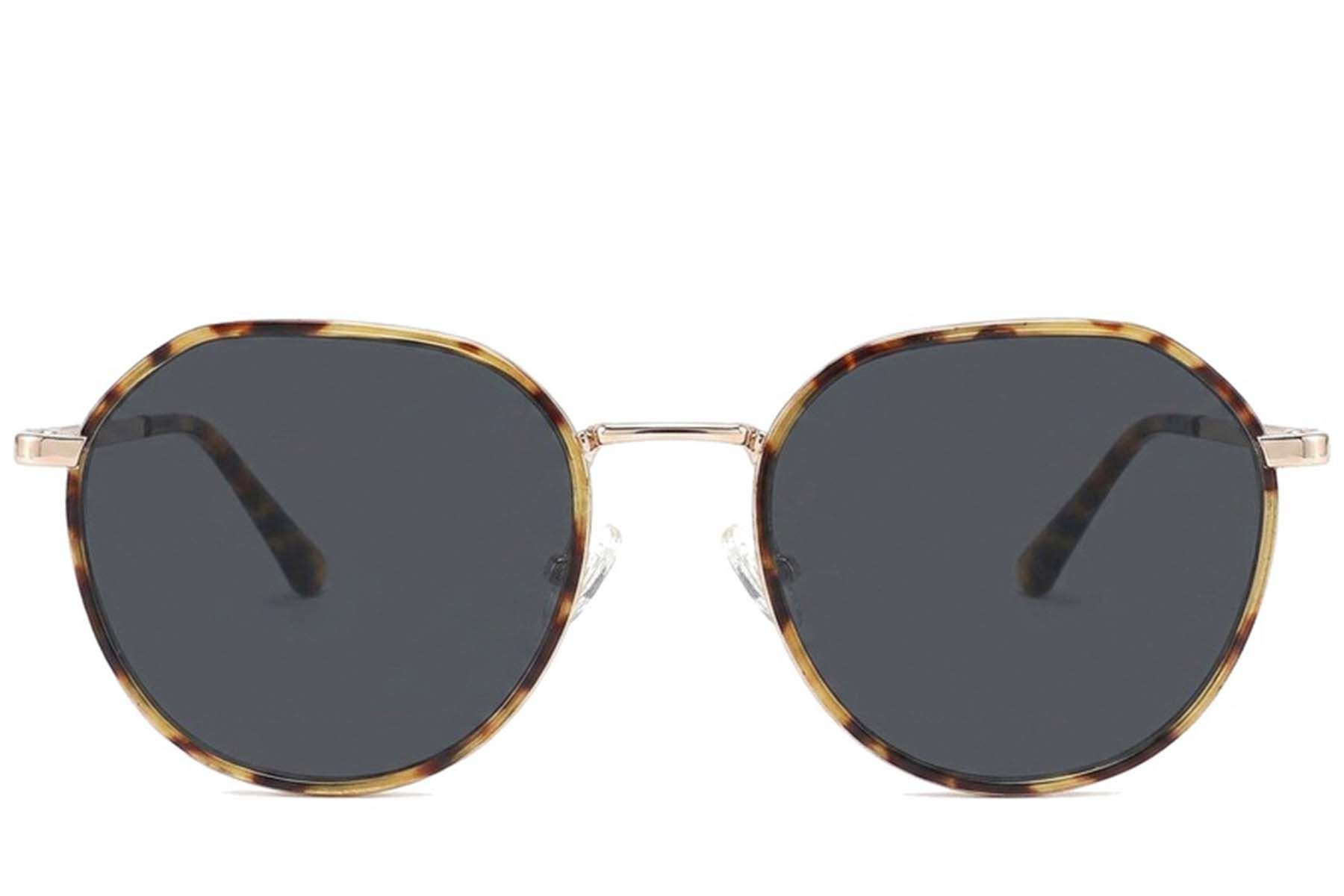 Gafas de sol ovaladas de metal con efecto carey #BS2012-2766