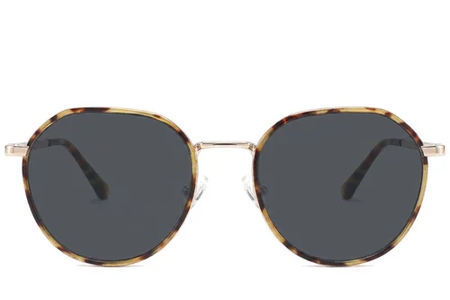 Lunettes de soleil ovales en métal écaille de tortue #BS2012-2766