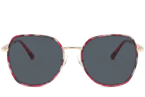 Lunettes de soleil ovales en métal rouge #BS2012-2768