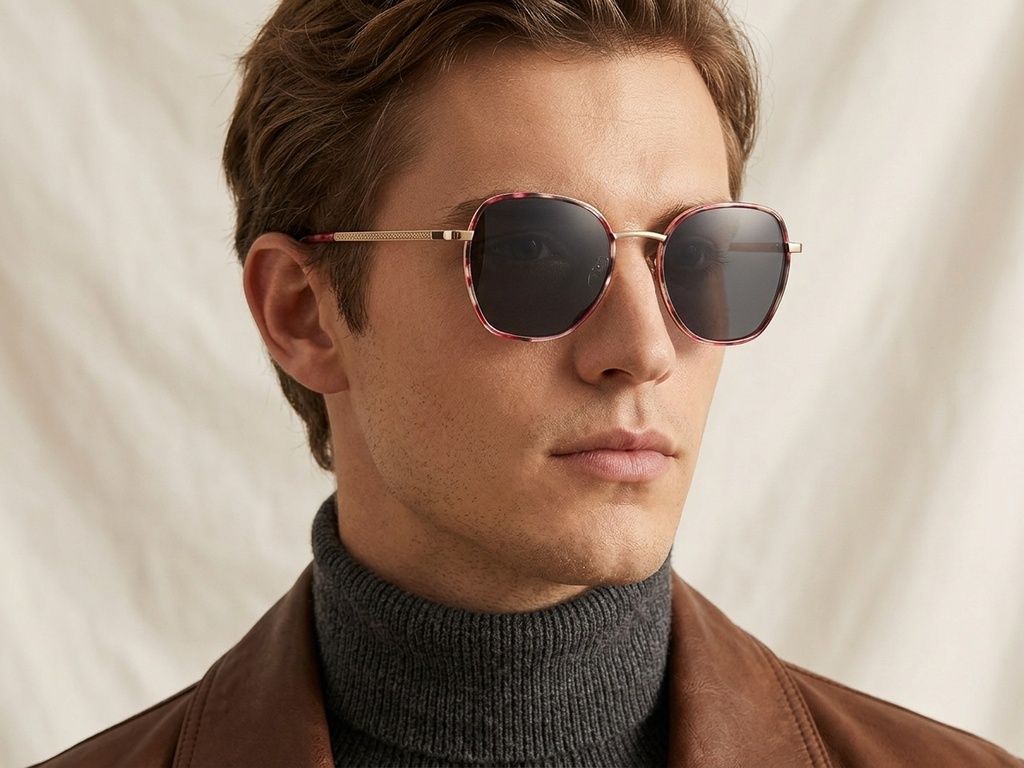 Oval Red Metal Sunglasses #BS2012-2768