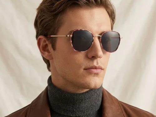 Lunettes de soleil ovales en métal rouge #BS2012-2768