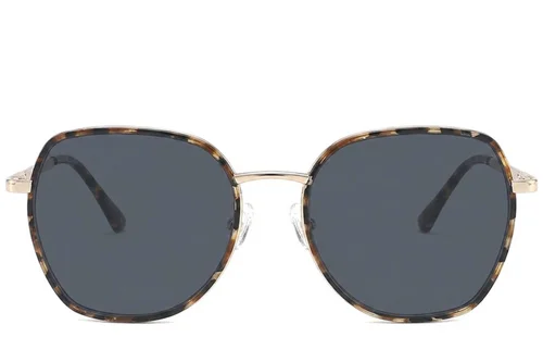 Lunettes de soleil ovales en métal écaille de tortue #BS2012-2769