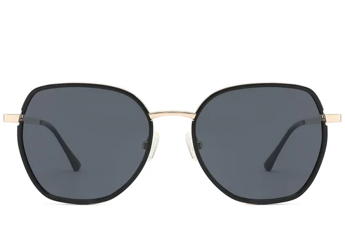 Lunettes de soleil ovales en métal noir #BS2012-2771