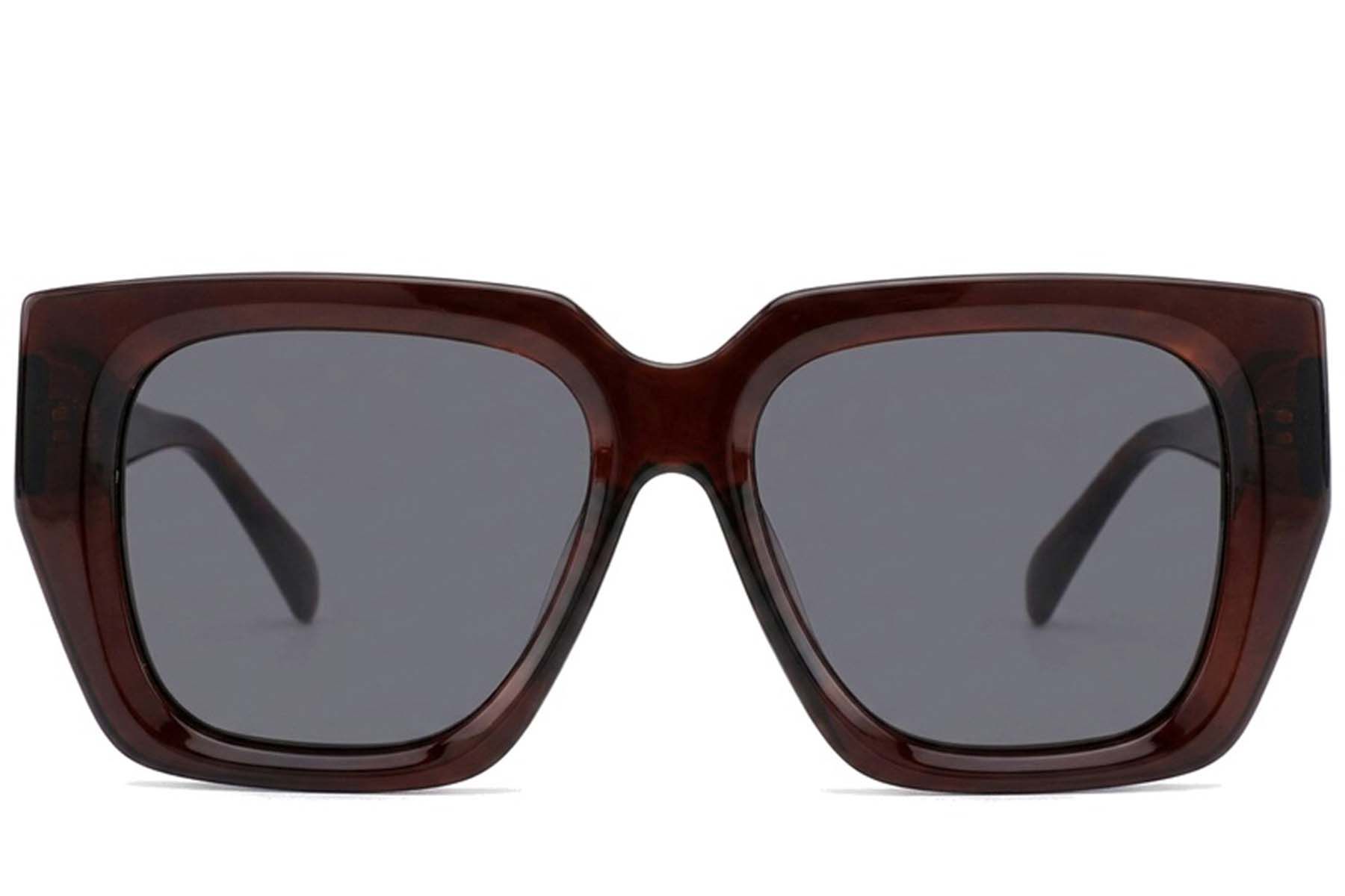 Gafas de sol rectangulares de acetato marrón #BS2012-2783