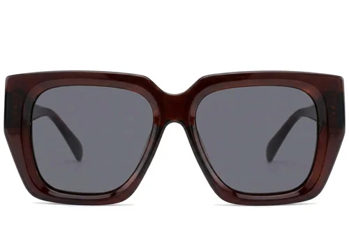 Lunettes de soleil rectangulaires en acétate marron #BS2012-2783