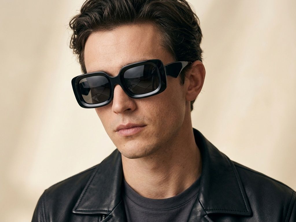 Rectangular Black Acetate Sunglasses #BS2012-2784
