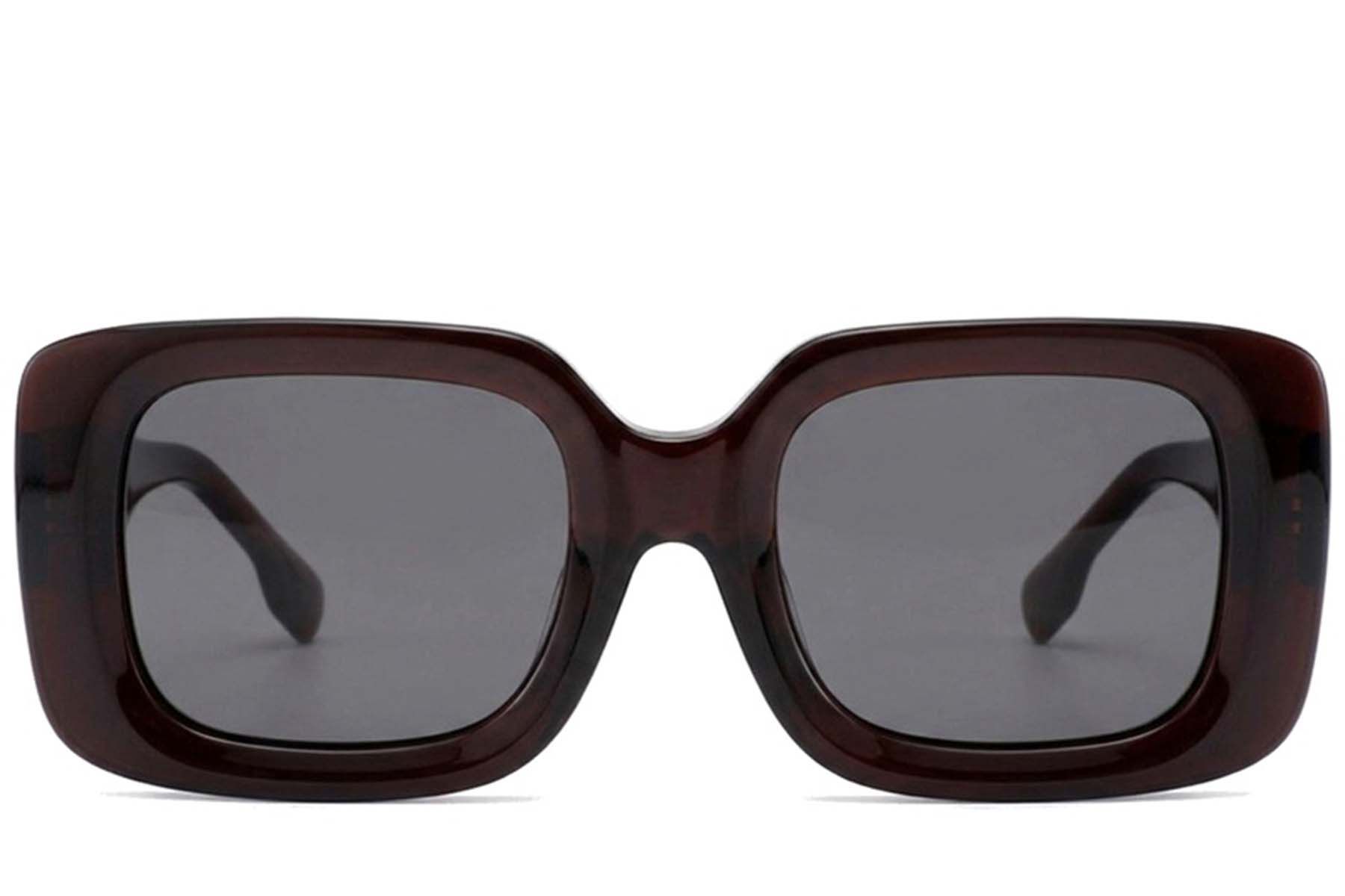 Gafas de sol rectangulares de acetato marrón #BS2012-2786