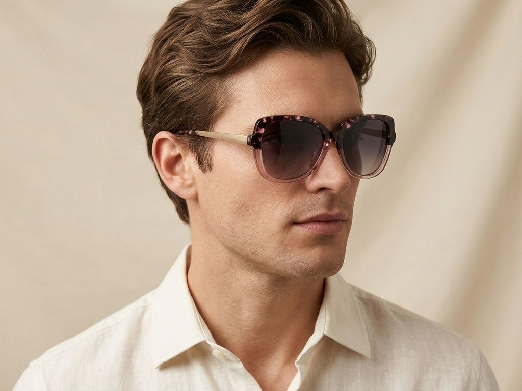 Lunettes de soleil papillon en acétate rose #BS2012-2791
