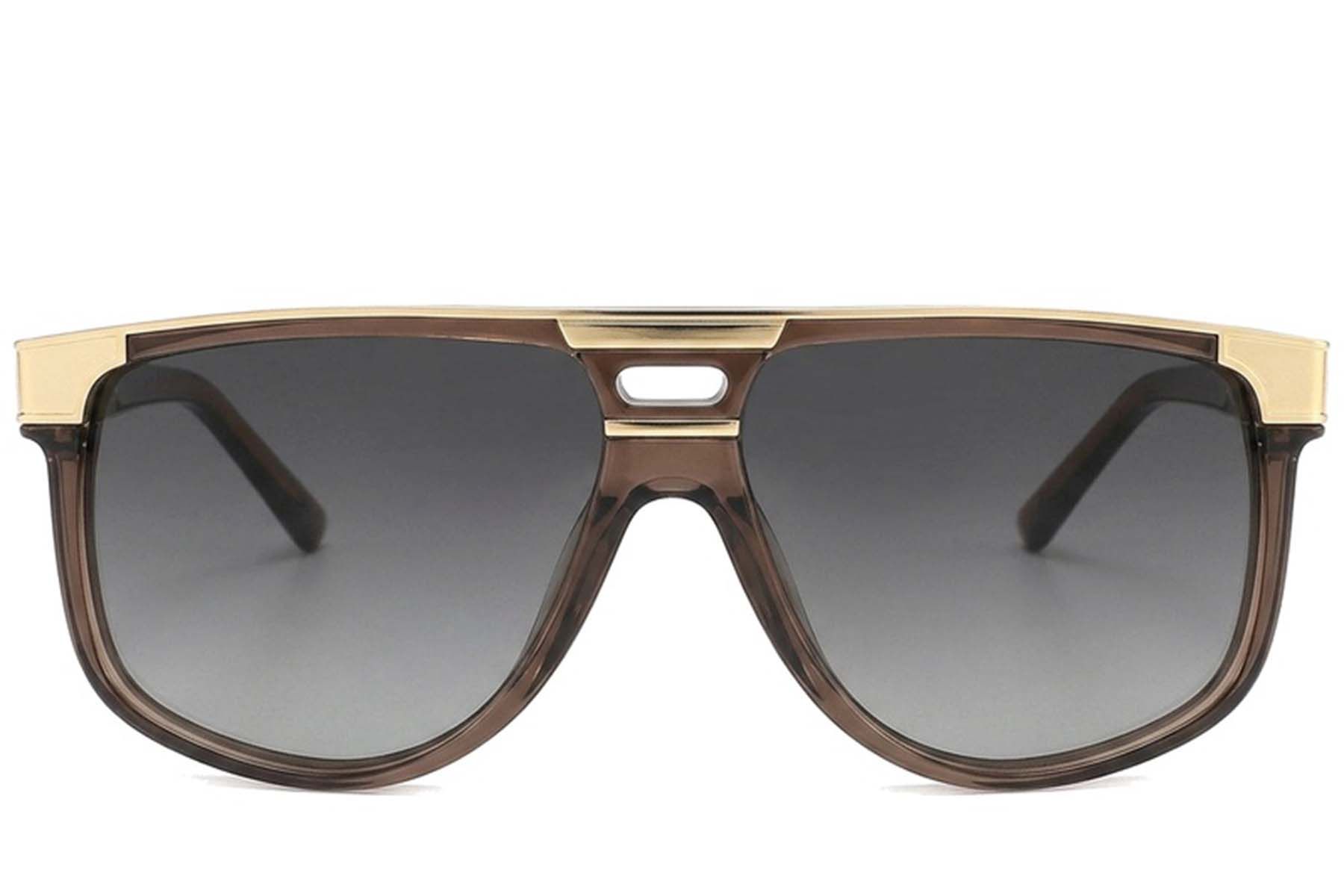 Gafas de sol de aviador de acetato marrón #BS2012-2802