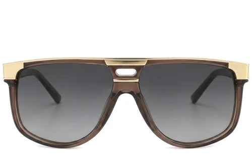 Lunettes de soleil aviateur en acétate marron #BS2012-2802