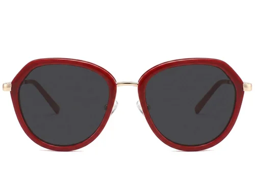 Lunettes de soleil géométriques en acétate rouge #BS2012-2808