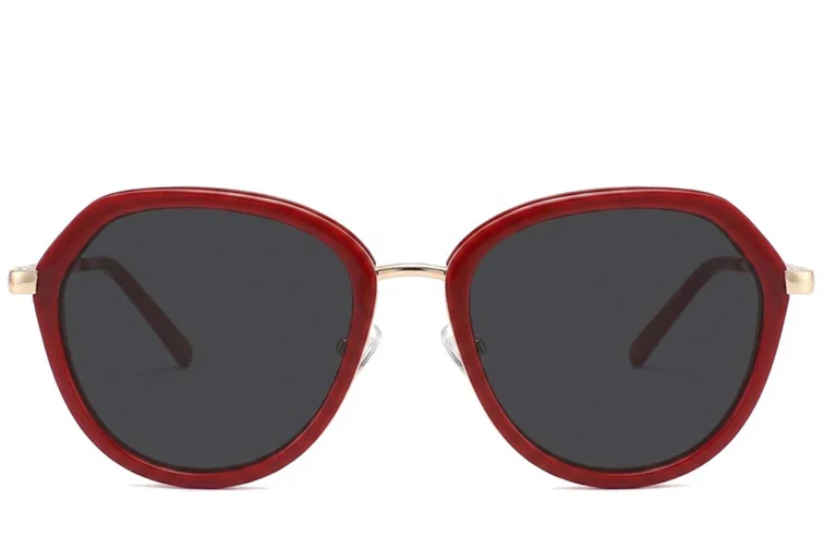 Gafas de sol geométricas de acetato rojo #BS2012-2808