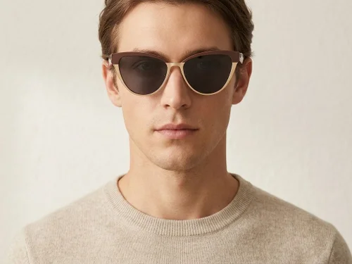 Lunettes de soleil papillon en métal marron #BS2012-2810