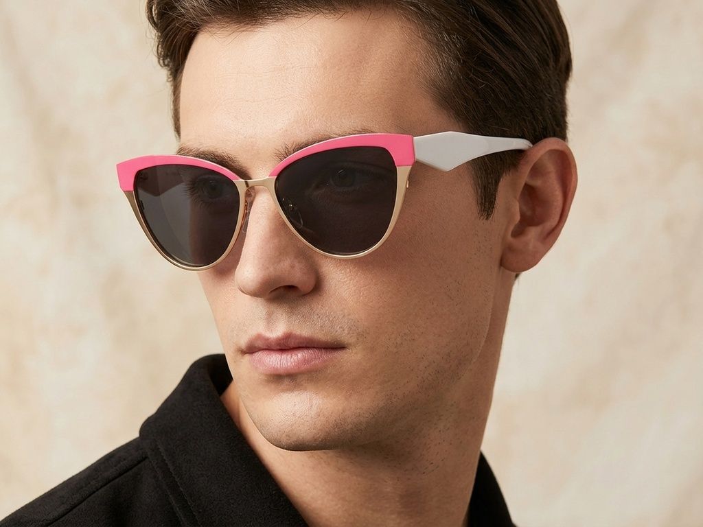 Schmetterlingsfarbene Sonnenbrille aus Metall, pink #BS2012-2811