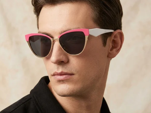 Lunettes de soleil papillon en métal rose #BS2012-2811
