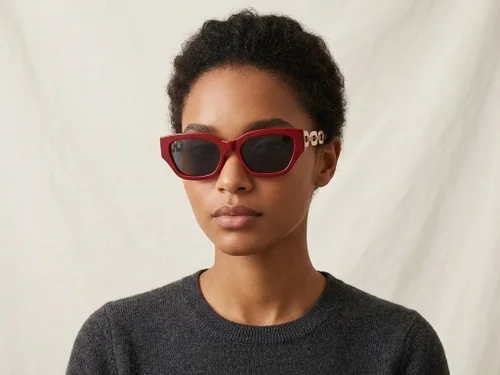Lunettes de soleil papillon en acétate rouge #BS2012-2814