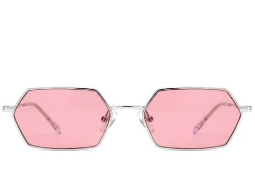 Lunettes de soleil géométriques en métal argenté #BS2012-2820