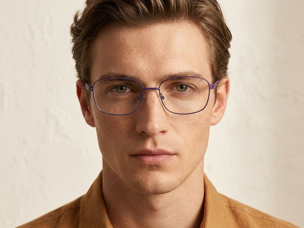 Rectangular Purple Metal Glasses #BS2012-2831