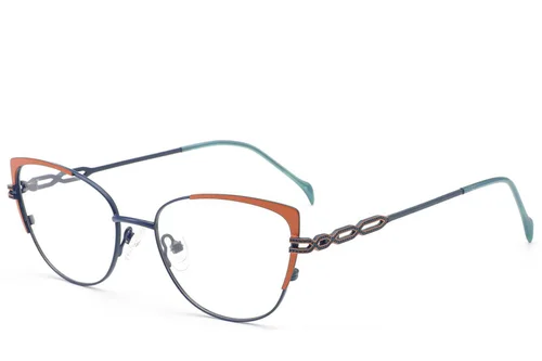Lunettes papillon en métal bleu #BS2012-2837