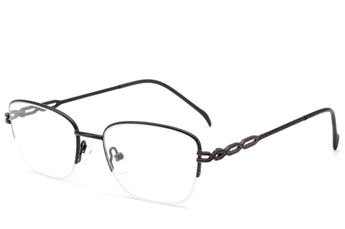 Lunettes semi-cerclées en métal noir #BS2012-2838