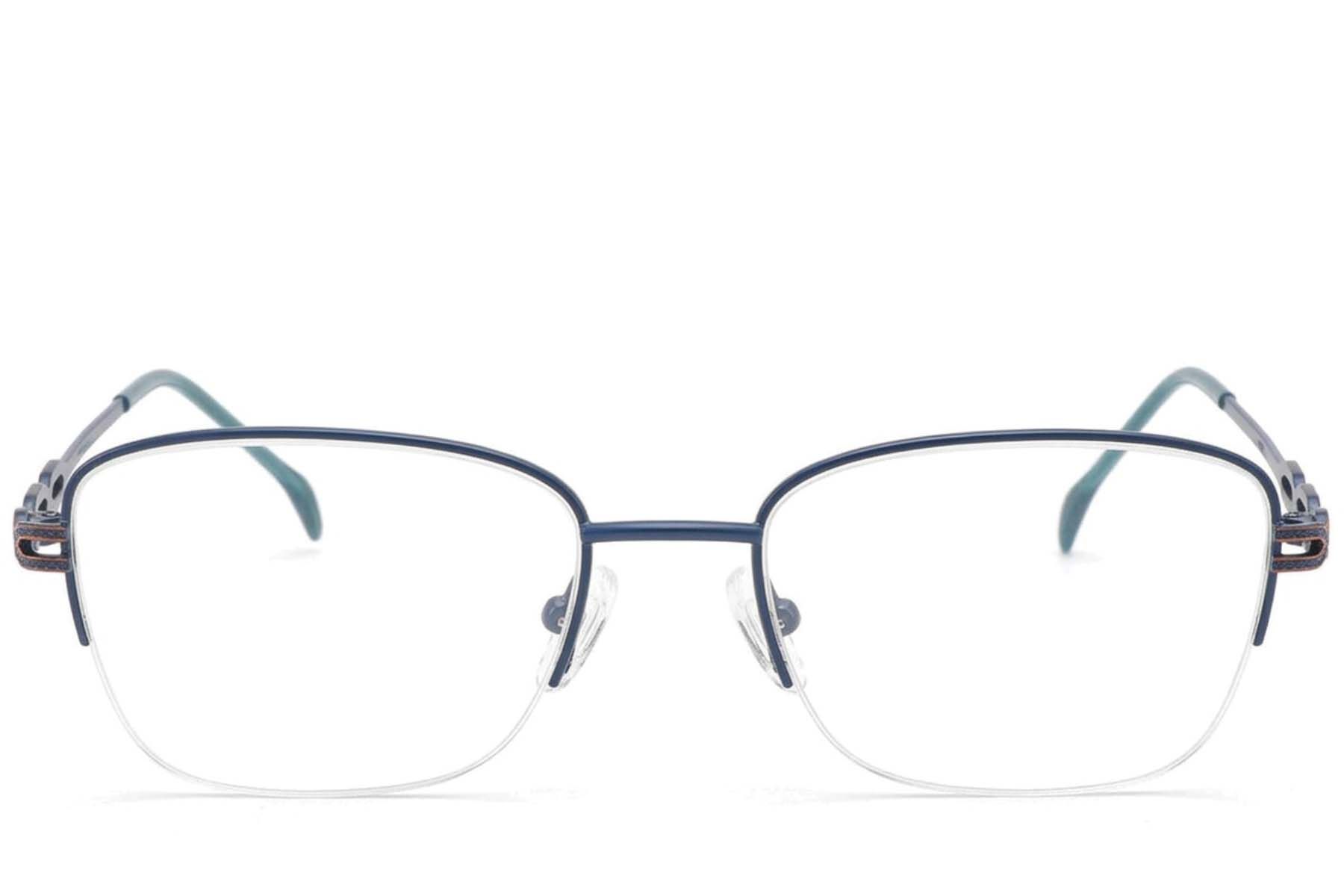 Semi-rimless Blue Metal Glasses #BS2012-2839