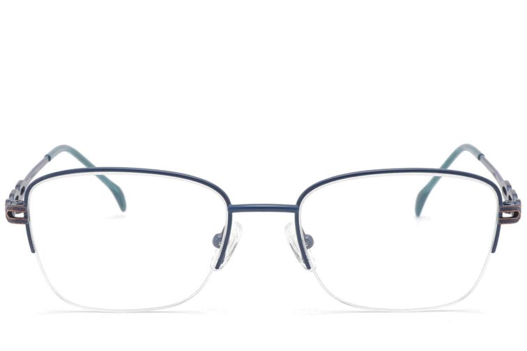 Semi-rimless Blue Metal Glasses #BS2012-2839