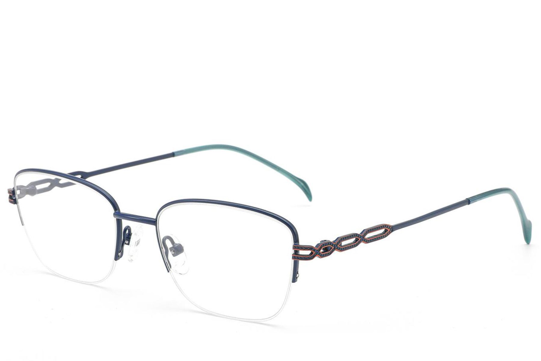 Semi-rimless Blue Metal Glasses #BS2012-2839