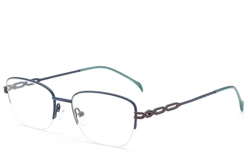 Lunettes semi-cerclées en métal bleu #BS2012-2839