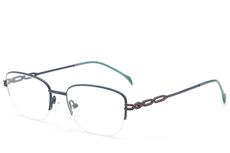 Semi-rimless Blue Metal Glasses #BS2012-2839