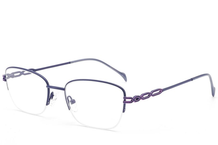 Semi-rimless Blue Metal Glasses #BS2012-2841