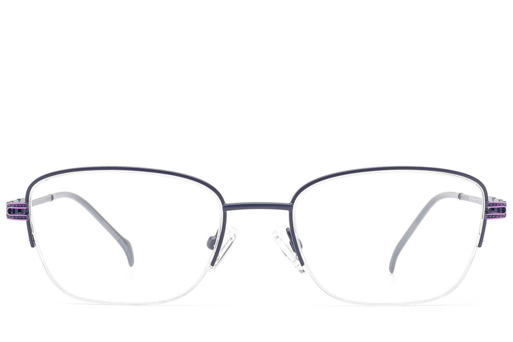 Semi-rimless Blue Metal Glasses #BS2012-2841