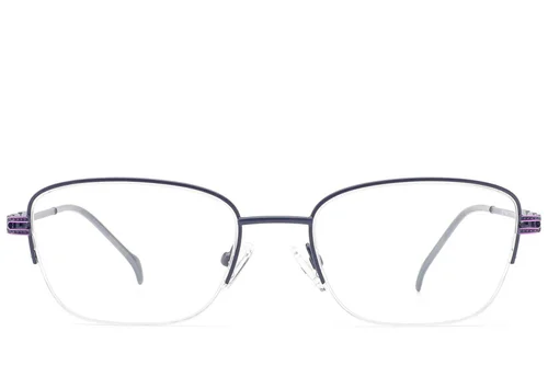 Lunettes semi-cerclées en métal bleu #BS2012-2841