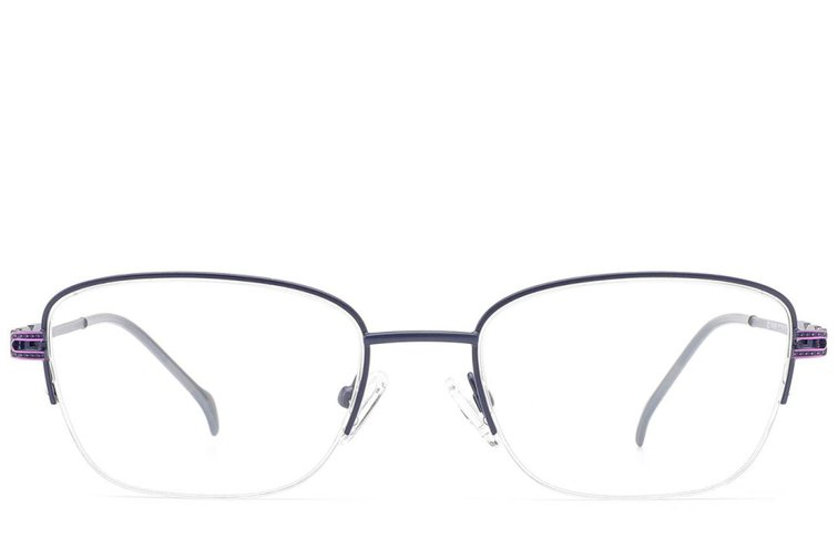 Semi-rimless Blue Metal Glasses #BS2012-2841