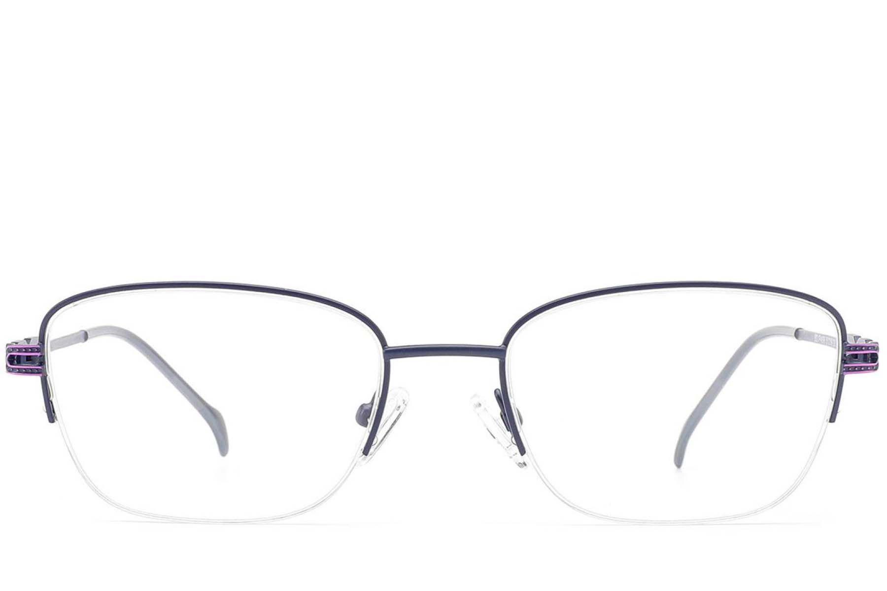 Semi-rimless Blue Metal Glasses #BS2012-2841