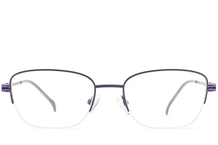 Semi-rimless Blue Metal Glasses #BS2012-2841