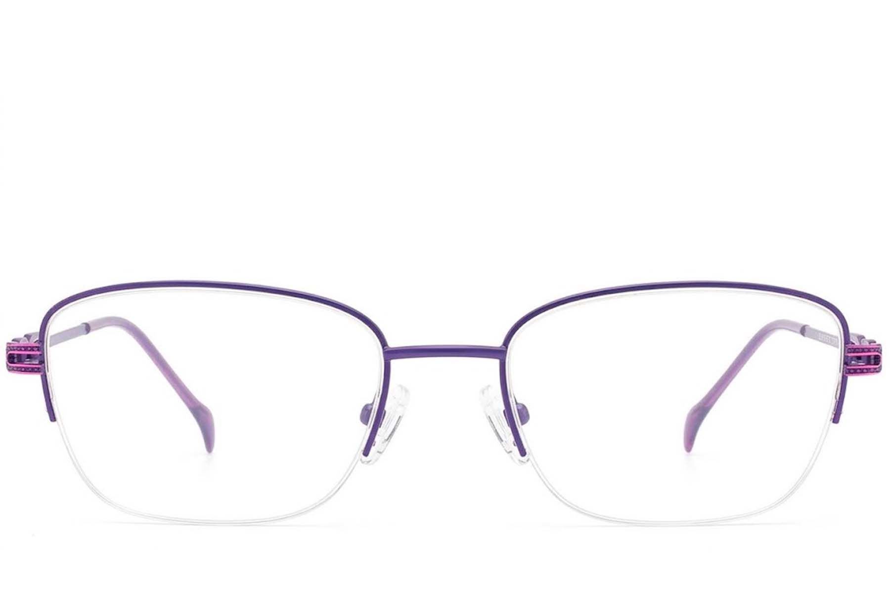 Semi-rimless Purple Metal Glasses #BS2012-2842