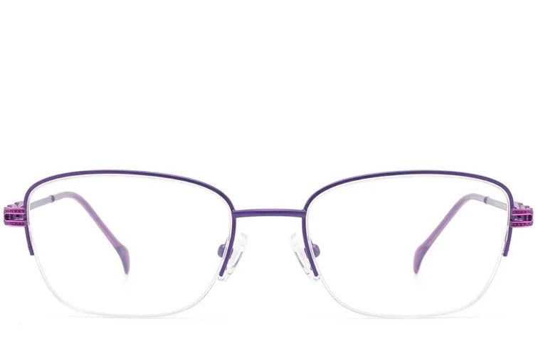 Semi-rimless Purple Metal Glasses #BS2012-2842