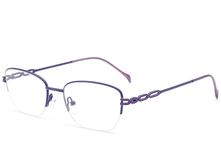 Semi-rimless Purple Metal Glasses #BS2012-2842