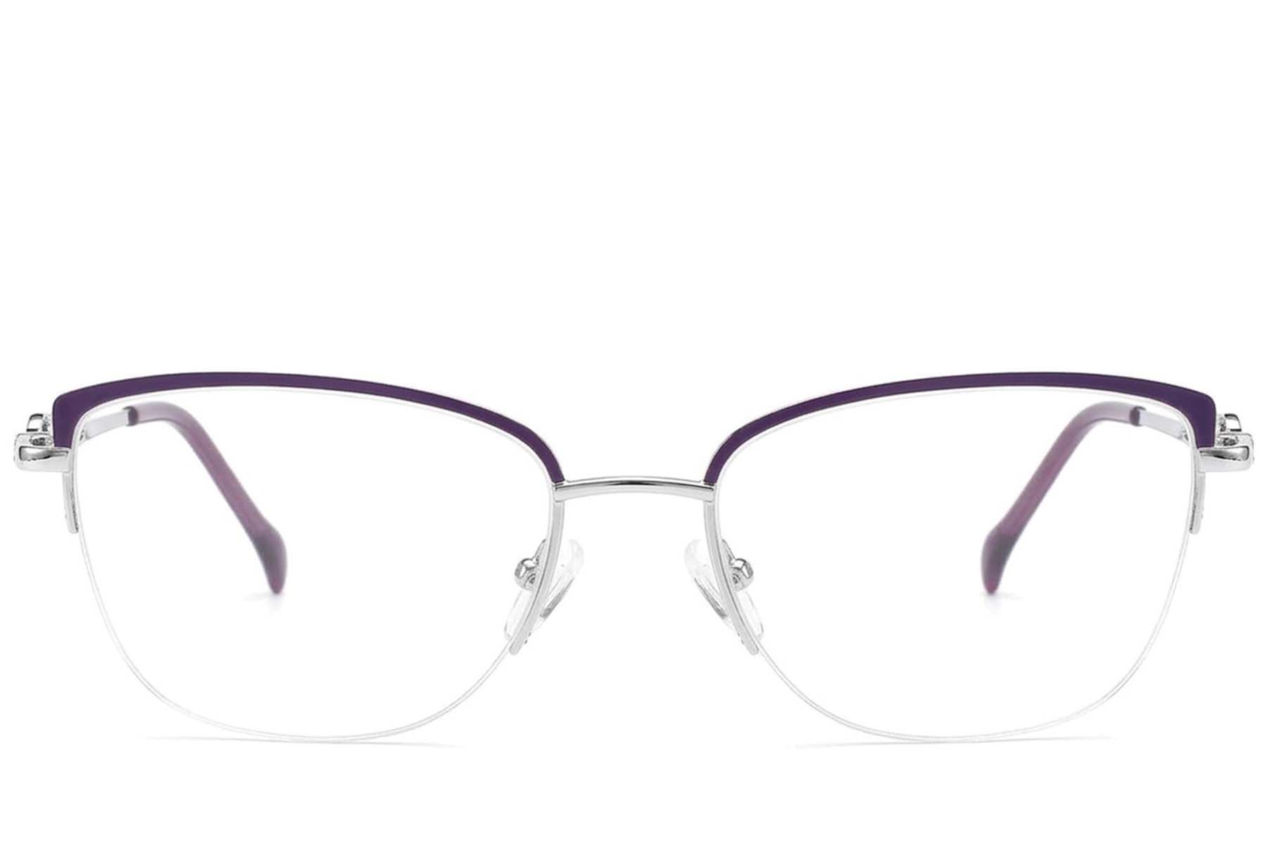 Semi-rimless Purple Metal Glasses #BS2012-2844