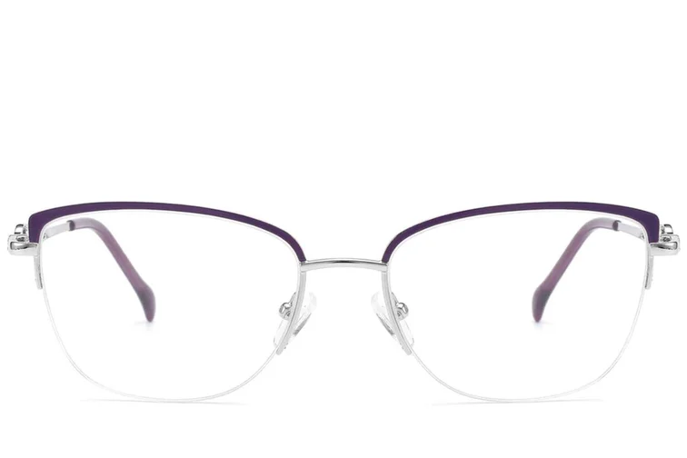 Semi-rimless Purple Metal Glasses #BS2012-2844