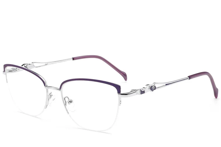 Semi-rimless Purple Metal Glasses #BS2012-2844