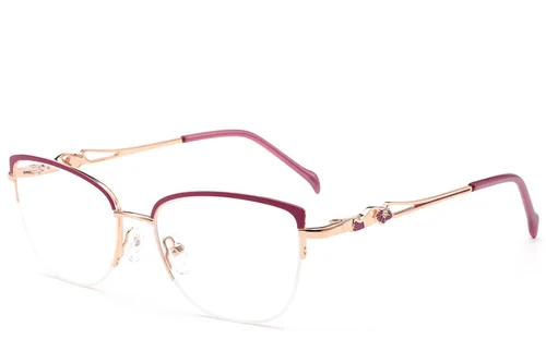 Lunettes semi-cerclées en métal rouge #BS2012-2845