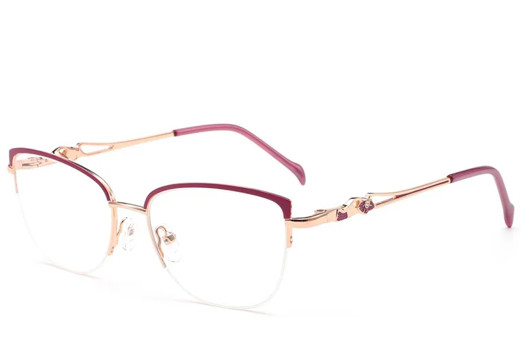 Gafas de metal rojo con montura semi al aire #BS2012-2845